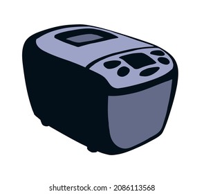 Modern metal mix cookery baker pot device on white space for text. Freehand outline black ink hand drawn healthy make toast bun loaf oven tool cup object logo in art doodle cartoon style. Closeup view