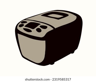 Modern metal mix cookery baker pot device on white space for text. Freehand outline black ink hand drawn healthy make toast bun loaf oven tool cup object logo in art doodle cartoon style. Closeup view