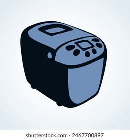 Modern metal mix cookery baker pot device on white space for text. Freehand outline black ink hand drawn healthy make toast bun loaf oven tool cup object logo in art doodle cartoon style. Closeup view