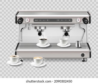 Professional barista coffee equipment isometric flowchart