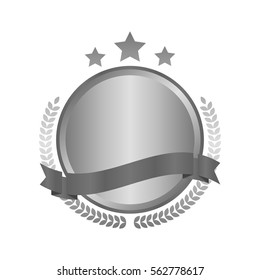 Modern metal silver circle metal badges, labels and design elements. Vector illustration
