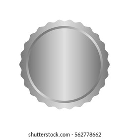 Modern metal silver circle metal badges, labels and design elements. Vector illustration