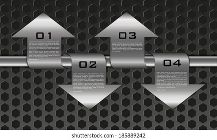 Modern metal spiral info graphics options banner. Vector 