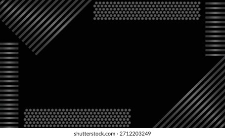 Modern Metallic Diagonal Stripes and Dotted Pattern Background on Black