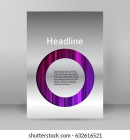 Modern metallic grey background of bright glowing perspective with purple design element circle. Graphic template. Abstract vector Illustration eps 10 for your business brochure colors silver, steel