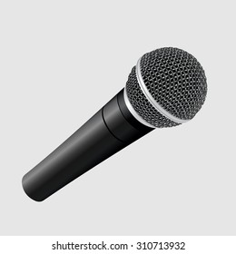 Modern metallic microphone on white background. Vector illustration