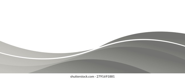 Modern metallic silver wave decoration with dynamic flowing lines.