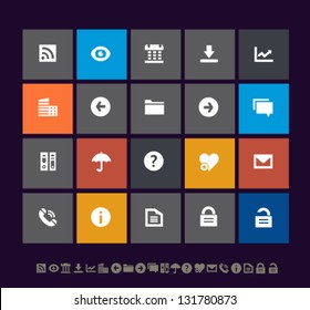 Modern Metro Office Icons, Set 1, For Mobile Devices And Contemporary Interfaces