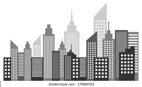 Modern Metropolis City Skyscrapers Skyline