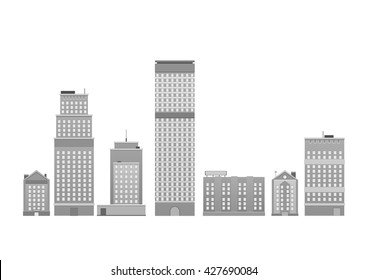 Modern Metropolis City Skyscrapers Skyline gray color