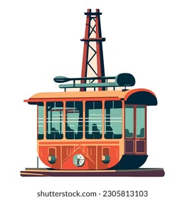 Modern metropolitan cable car over white