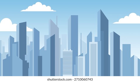 Diseño moderno de Vector de horizonte metropolitano con edificios altos, contornos afilados y elegante fondo de la ciudad adecuado para la marca y el contenido visual
