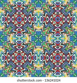 Modern Mexican fabric design in vivid and bright colors, seamless