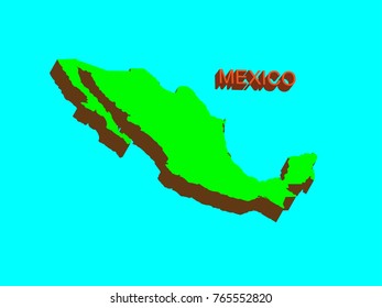 Modern Mexico 3d Map on blue background.Vector illustration EPS 10