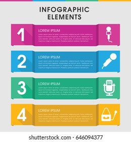 Modern mic infographic template. infographic design with mic icons includes . can be used for presentation, diagram, annual report, web design.