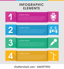 Modern mic infographic template. infographic design with mic icons includes audio system. can be used for presentation, diagram, annual report, web design.