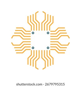 Ilustración moderna de diseño de microchip y circuito