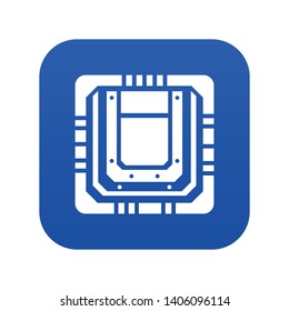 Modern microchip icon blue vector isolated on white background