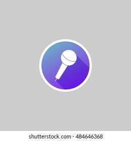 Modern Microphone Icon with Long Shadow