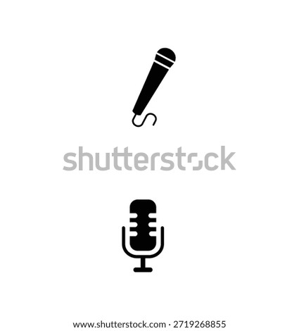 A modern microphone icon vector illustration designed in a clean and minimal style, perfect for audio, music, podcast, broadcasting, and communication-related projects. This versatile mic icon is ideal for podcast branding, music apps, recording studios, voice assistants, live streaming platforms, user interface design, websites, logos, infographics, and promotional materials. The simple vector design ensures excellent scalability and sharp quality for both print and digital use. Provided in fully editable EPS format, this microphone icon is suitable for professional designers, content creators, and developers.