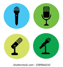 Modern Microphone Icons With A Variety Of Shapes And Colors