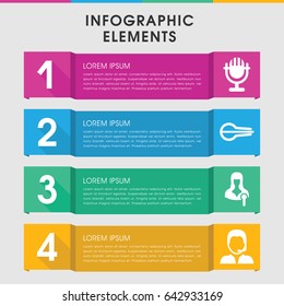 Modern microphone infographic template. infographic design with microphone icons includes woman speaker. can be used for presentation, diagram, annual report, web design.