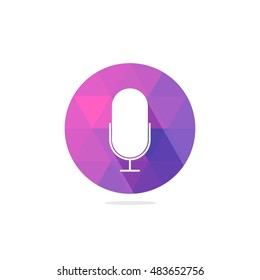 Modern Microphone or Pod cast Icon with Long Shadow