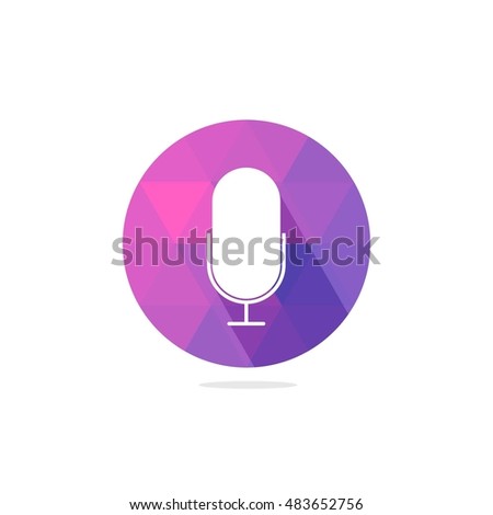 Modern Microphone or Pod cast Icon with Long Shadow