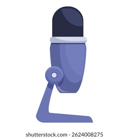 Modern microphone is standing on a desk, ready for recording a podcast or streaming a live show