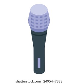 Modern microphone standing upright, ready for recording audio in isometric view