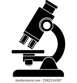 A modern microscope silhouette vector icon illustration on white background.