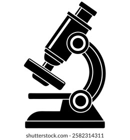 A modern microscope silhouette vector icon illustration on white background.