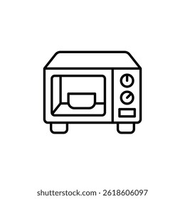 Ícone moderno da linha do forno de micro-ondas, design minimalista do aparelho de cozinha