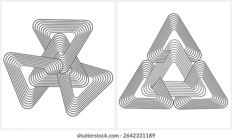 Modern Mid-Century Abstract Vector Set, Minimalist Geometric Line Art in Monochrome Featuring Striped Shapes and Aesthetic Designs for Wall Art, Prints, and Home Decor, Century Art Vector Pack.
