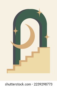 Modern middle east aesthetic illustration. Architecture wall decor.
