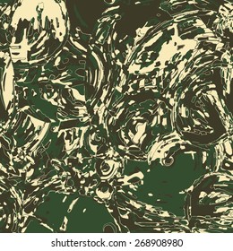 Modern military camouflage pattern with green, brown and beige colors for summer and autumn forest and jungle environment.
