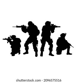 modern military combat silhouette position vector design