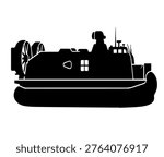 Modern Military Hovercraft Silhouette Vector Illustration Professional Naval Amphibious Landing Craft Icon Design for Defense Technology and Maritime Logistics