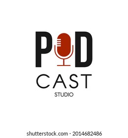 modern minamalist podcast or radio logo design with using microphone concept inspiration influencer studio channel or broadcast sign. vector illustration