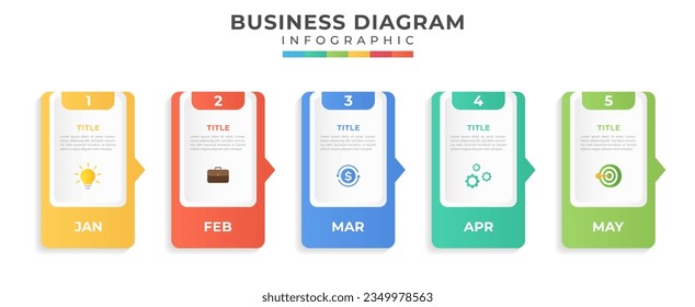 Modern Mind Map Diagram with squares. presentation vector infographic template for business.