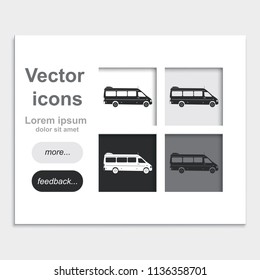 Modern minibus placed on web page template flat vector icon.