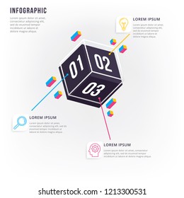 Modern and minimal 3D infographics. Thin line minimal infographic design template. Vector element for infographic