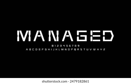 Modern minimal abstract alphabet fonts. Typography technology, electronic, movie, digital, music, future, logo creative font.
