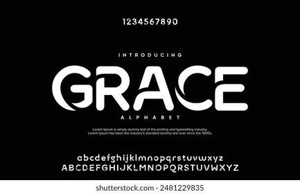 Modern minimal abstract alphabet fonts. Typography technology, electronic, movie, digital, music, future, logo creative font.