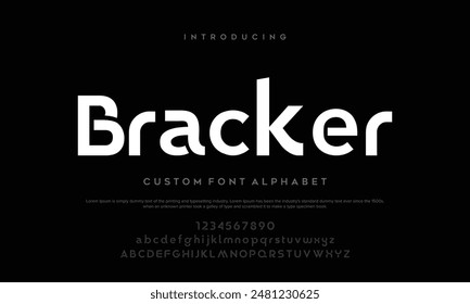 Modern minimal abstract alphabet fonts. Typography technology, electronic, movie, digital, music, future, logo creative font.