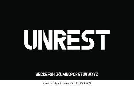 Modern minimal abstract alphabet fonts. Typography technology, electronic, movie, digital, music, future, logo creative font.