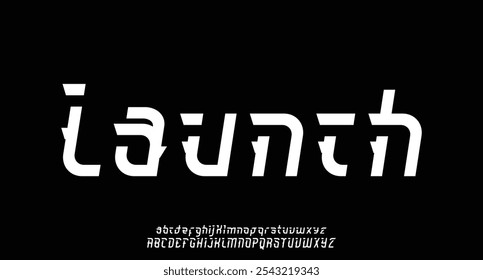 Fontes alfabéticas abstratas mínimas modernas. Tecnologia de tipografia, eletrônico, filme, digital, música, futuro, logotipo fonte criativa.