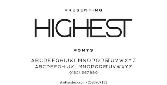 Modern minimal abstract alphabet fonts. Typography technology, electronic, movie, digital, music, future, logo creative font. vector illustration
