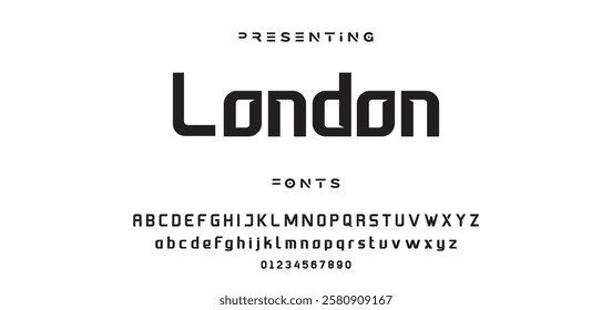 Modern minimal abstract alphabet fonts. Typography technology, electronic, movie, digital, music, future, logo creative font. vector illustration