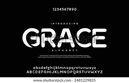 Modern minimal abstract alphabet fonts. Typography technology, electronic, movie, digital, music, future, logo creative font.